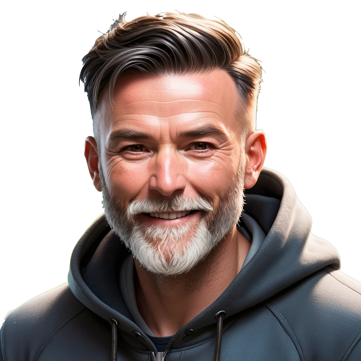 Matt, a trauma-informed coach with 16+ years experience, smiling warmly in a casual hoodie — helping couples navigate difficult money conversations with safety and clarity.